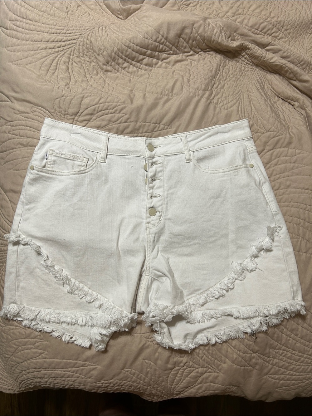 Judy Blue White Frayed Hem Women’s Denim Shorts